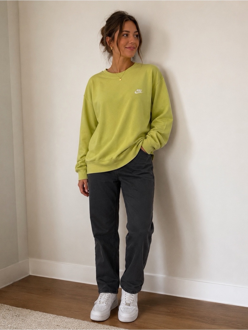 Nike Unisex Yellow Green Crewneck Pullover Sweatshirt Size XXL